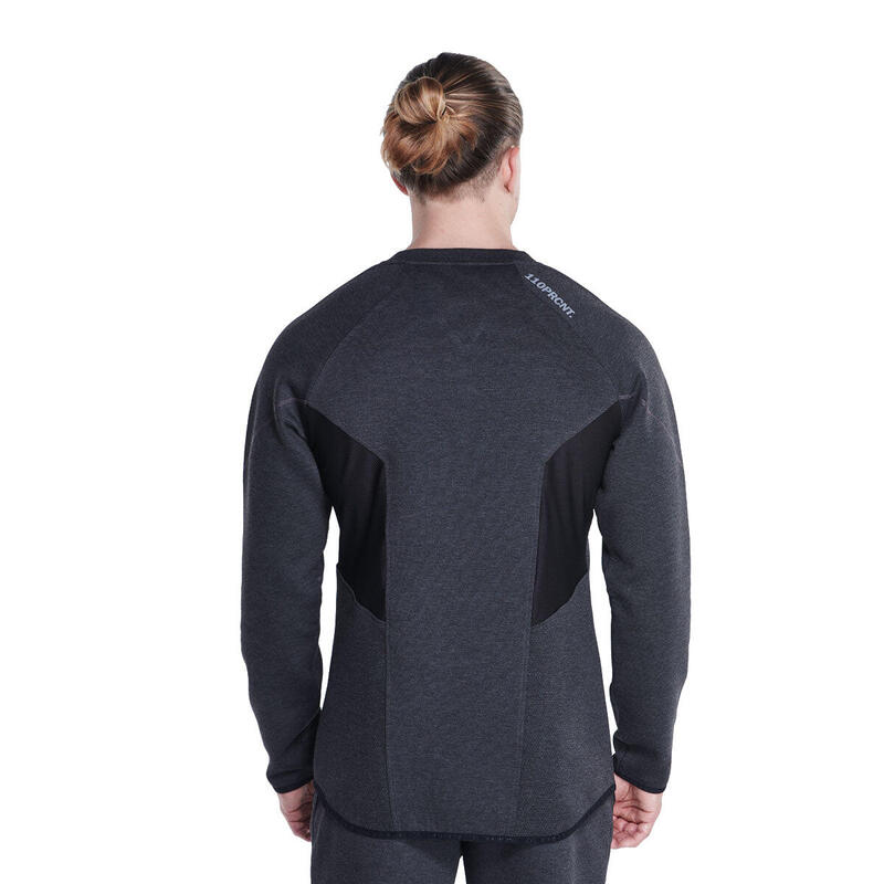 Men Plain Coldproof Lightweight Long Sweatshirts - BLACK