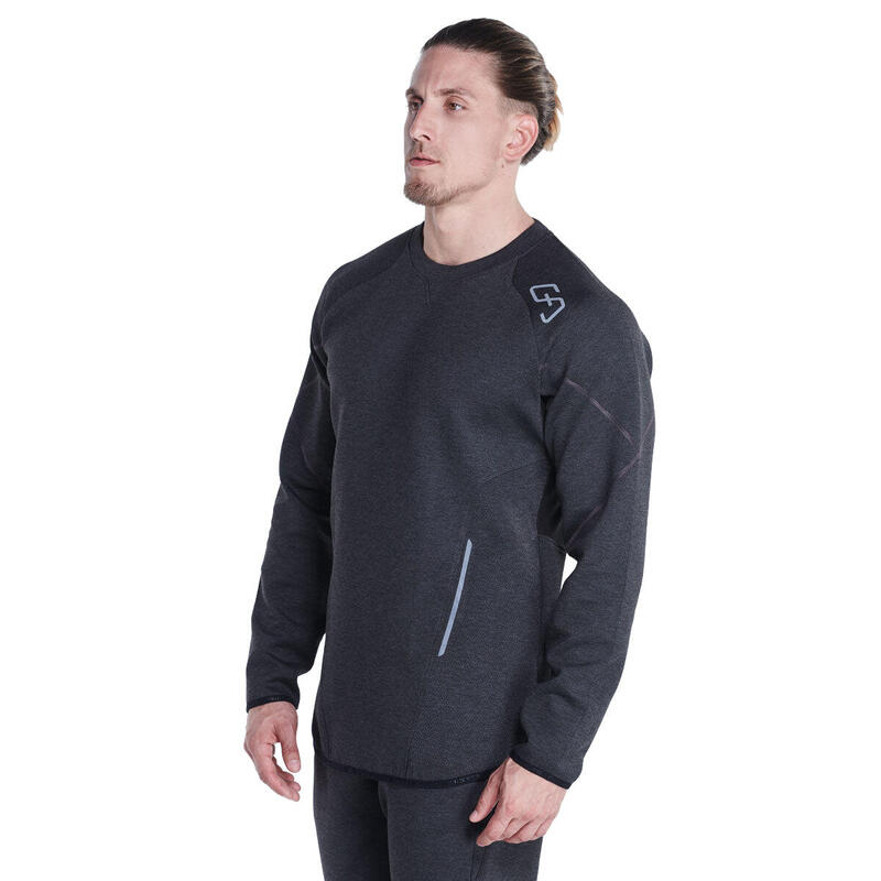 Men Plain Coldproof Lightweight Long Sweatshirts - BLACK