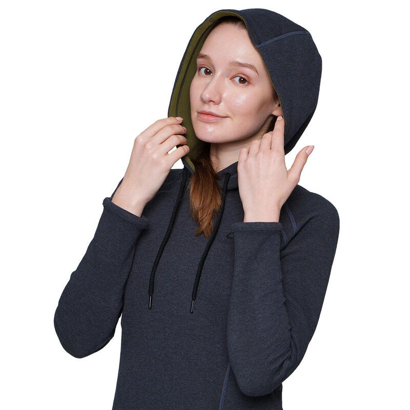 Women Reversible Lightweight Hooded Sweatshirts Hoodie - BLACK