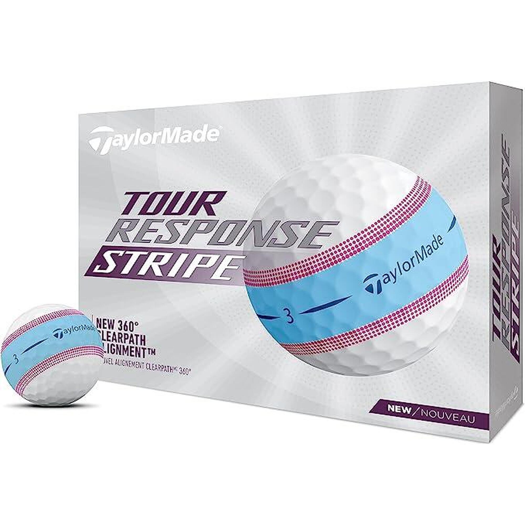 3 LAYERS TOUR RESPONSE STRIPE GOLF BALLS (12PCS) - BLUE/PINK