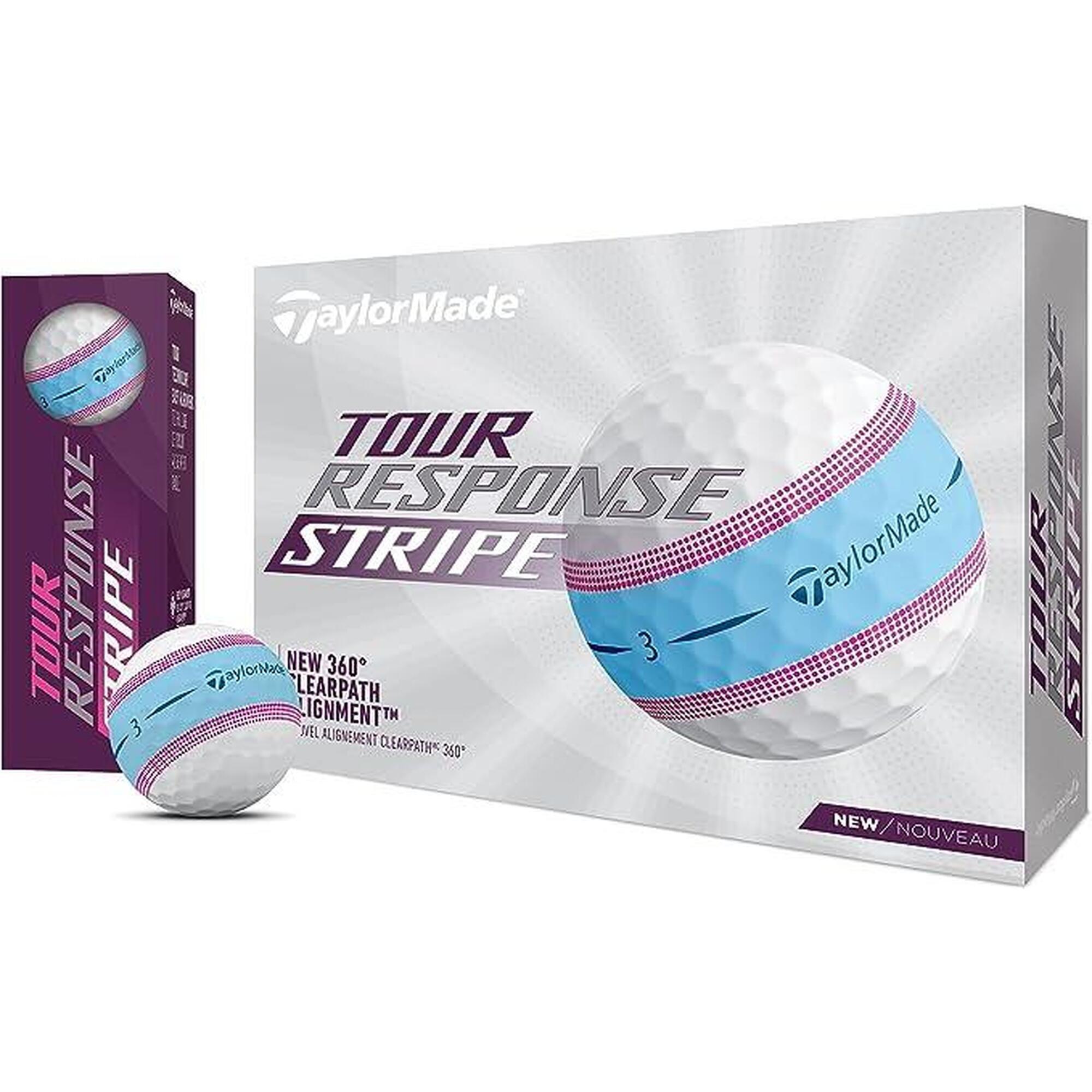 TOUR RESPONSE STRIPE 三層高爾夫球(12粒裝) - 藍色/粉色