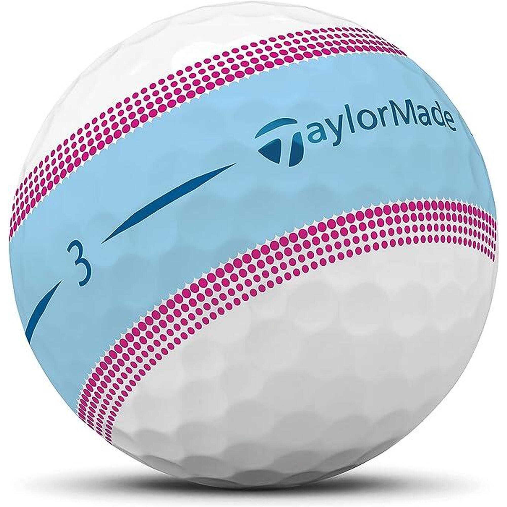 3 LAYERS TOUR RESPONSE STRIPE GOLF BALLS (12PCS) - BLUE/PINK