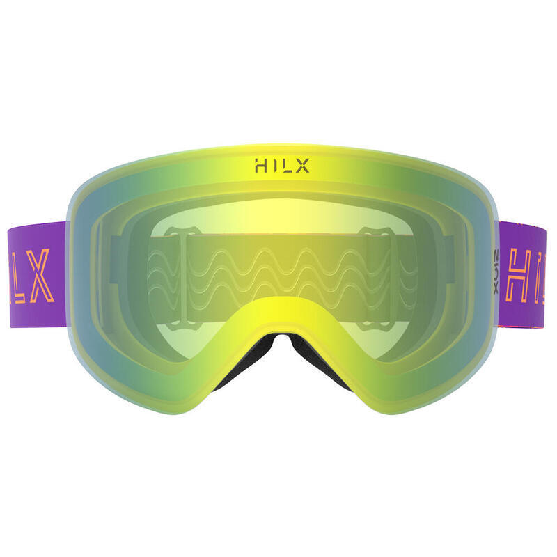 VINTRO 中性防霧及三重防刮雪地滑雪護目鏡 - 黃色/紫色