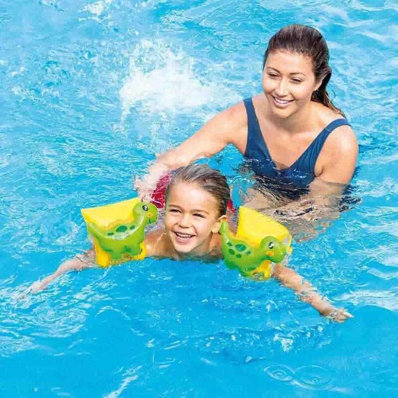 Dinosaur Children's Inflatable Swimming Armbands - Green/Yellow