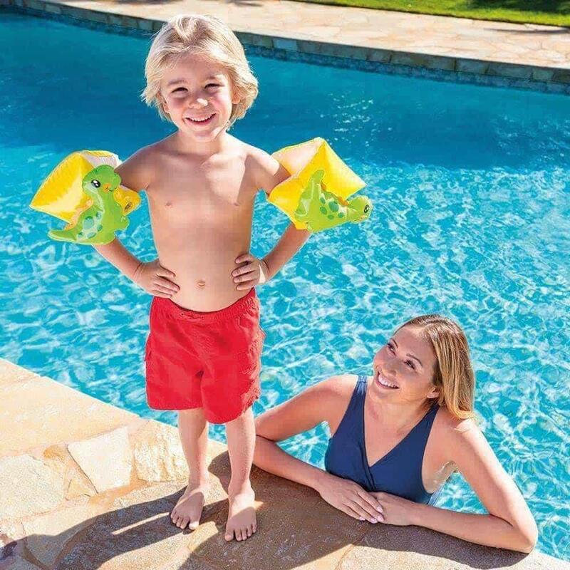 Dinosaur Children's Inflatable Swimming Armbands - Green/Yellow