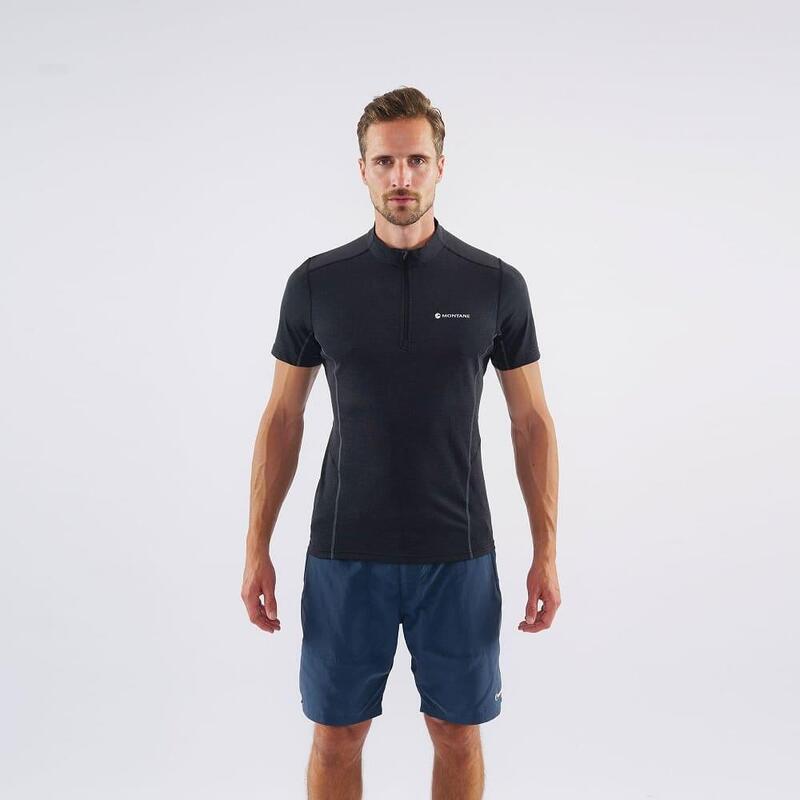 Dart Zip T Shirt Men's Short Sleeve Wicking T-Shirt - Black