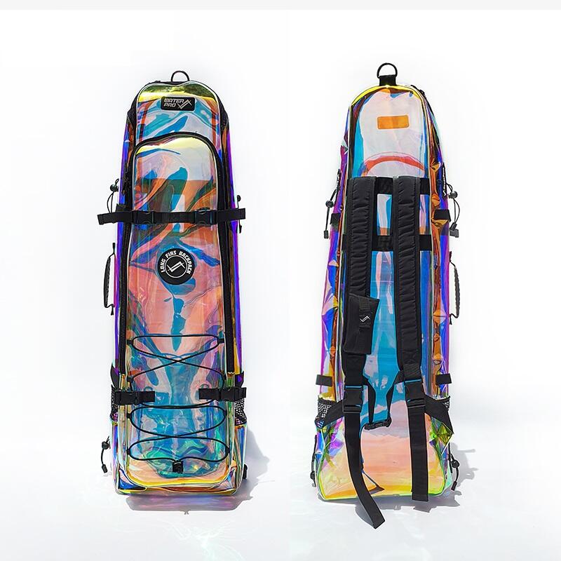 成人防水自由潛蛙鞋袋潛水裝備袋雙肩TPU - 藍色