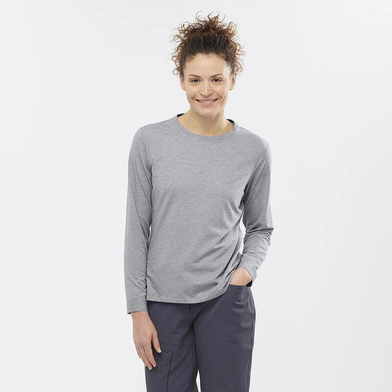 Essential Tencel Women Trail Running Long Sleeves Tee - Grey