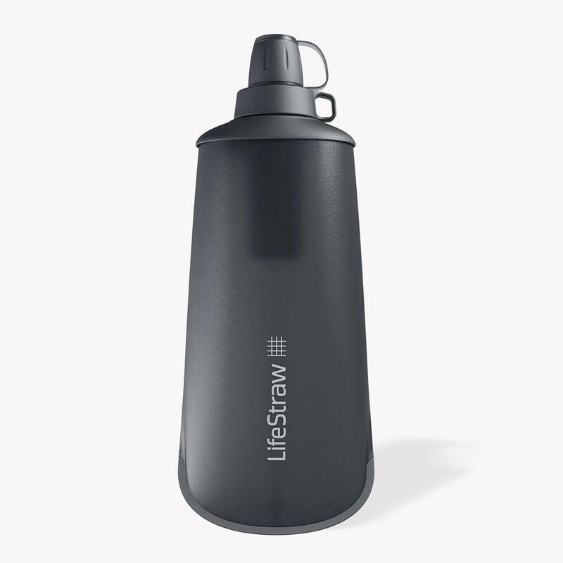 Peak Series Collapsible Squeeze Bottle With Filter 1L - Black