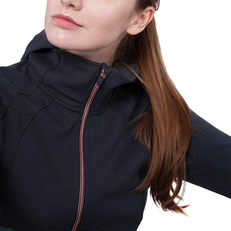 Women Slim Fit Lightweight Zipper Running Sport Hooded Jacket - Charcoal grey