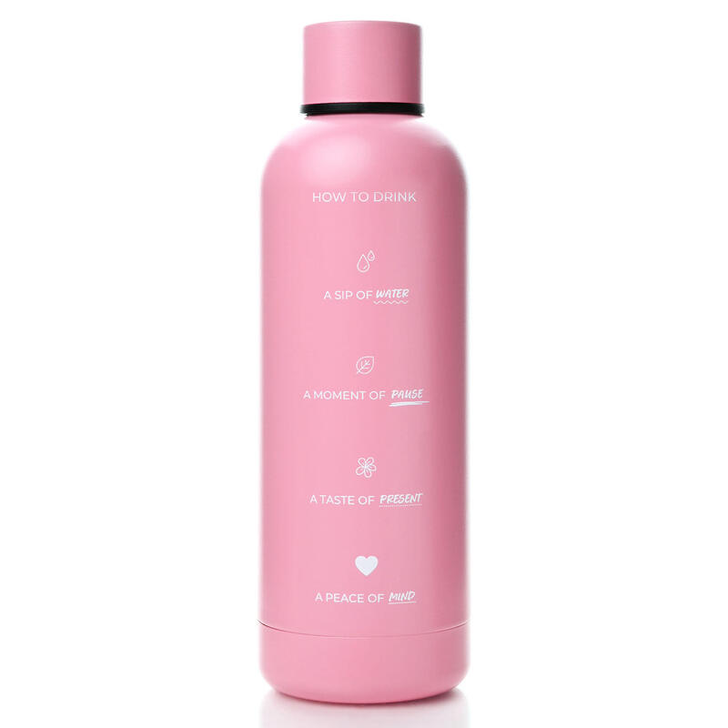 Mindful Bottle - Stainless Steel Vacuum Insulated 500ml - Pink