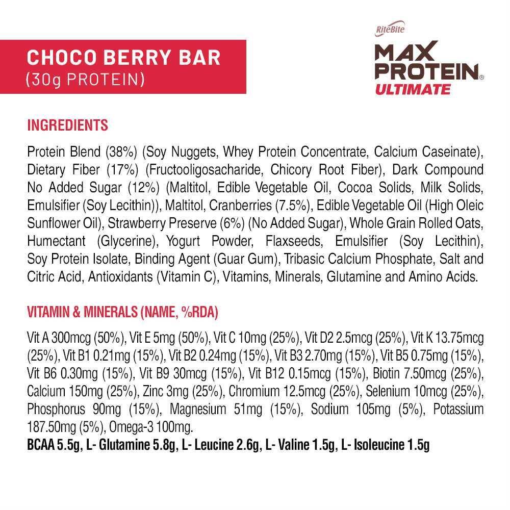RiteBite Max Protein Ultimate Choco Berry 30g Protein Bar (Pack of 6) -  5