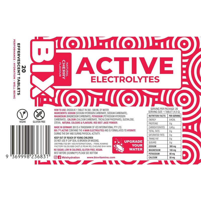 Active Electrolytes 運動水溶片(單管20片) - 櫻桃味