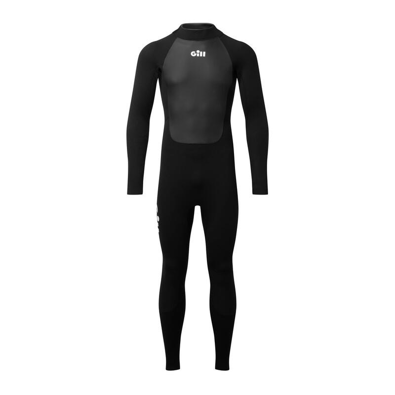 青少年男女通用氯丁橡膠 4/3 毫米後拉鍊潛水衣 - 黑色