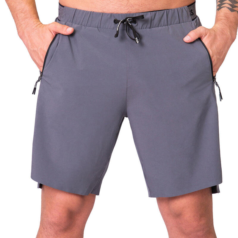 Men Multi-Pocket Breathable Dri-Fit 9" Running Sports Shorts - Charcoal grey