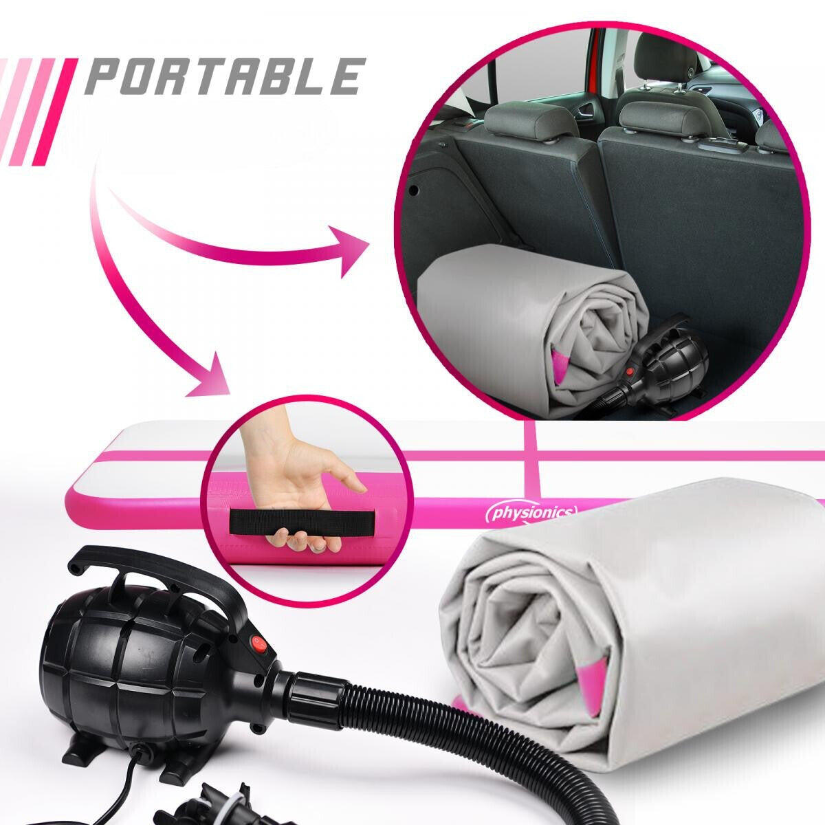 Air Track PHYSIONICS rose 800x100x10 cm PVC gonflable 6/7