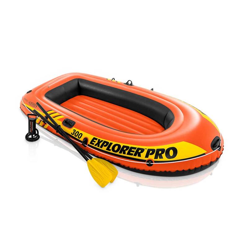 Explorer Pro 300 Inflatable 3-Person Boat Set - Orange/Yellow