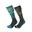 成人款美麗諾羊毛滑雪襪 (兩對裝) - 灰色/藍色