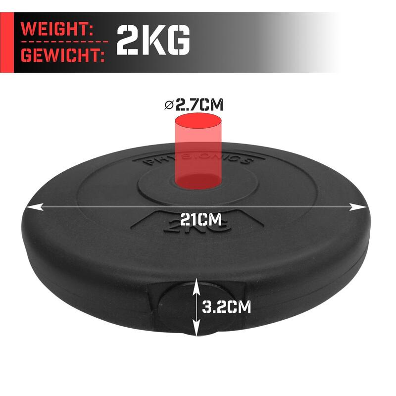 Set discuri din plastic umplute cu cimnet, 2 x 2kg, Physionics
