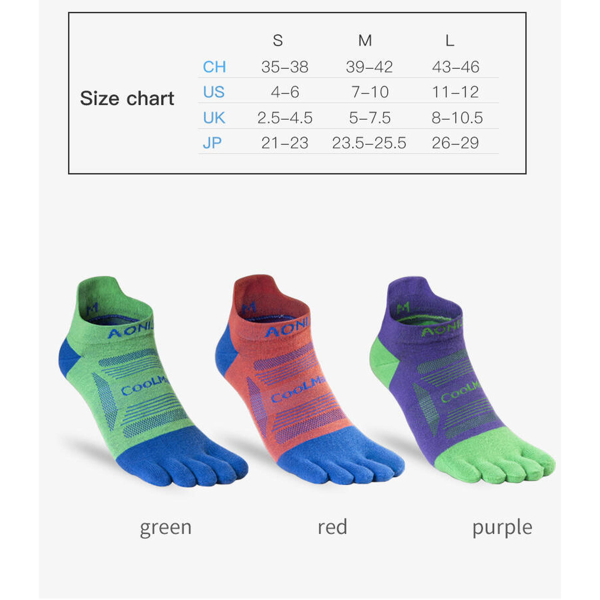 E4837 Sports Toe Socks (3 pairs set) - Mixed color