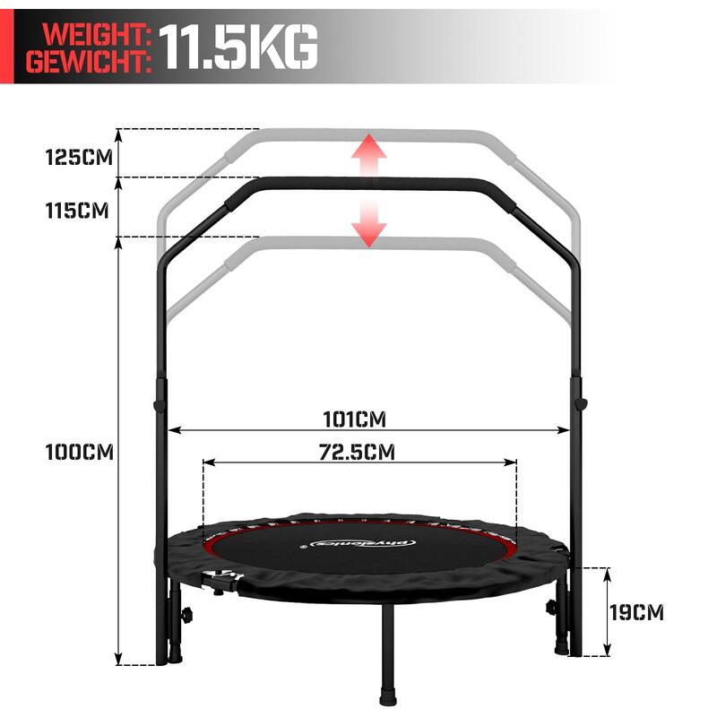 Physionics Diamètre du manche du trampoline de fitness 101 cm