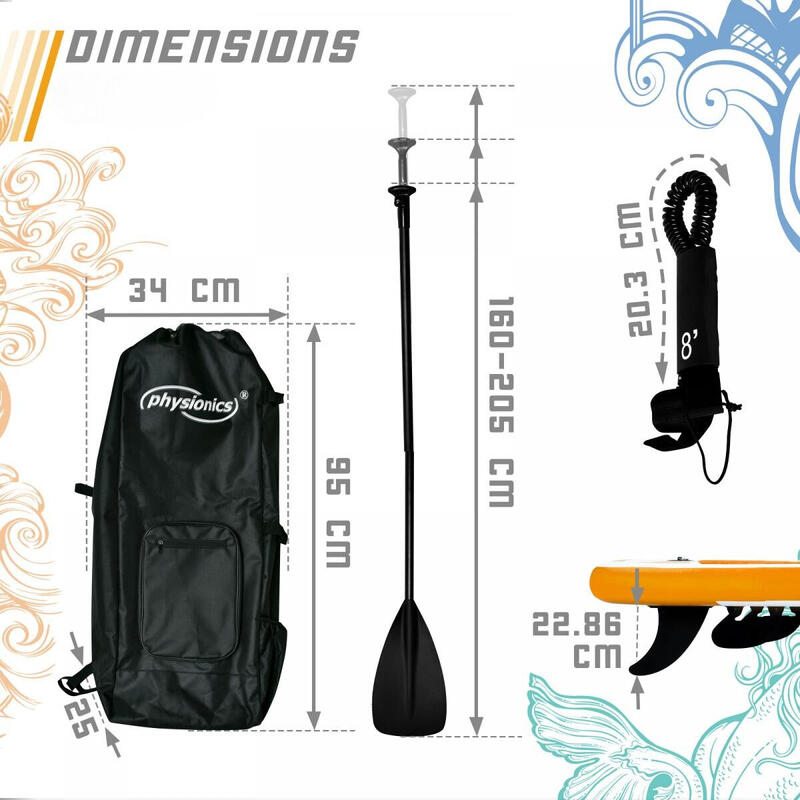 Physionics Opblaasbaar Sup Board 320 cm Complete Set Watersport