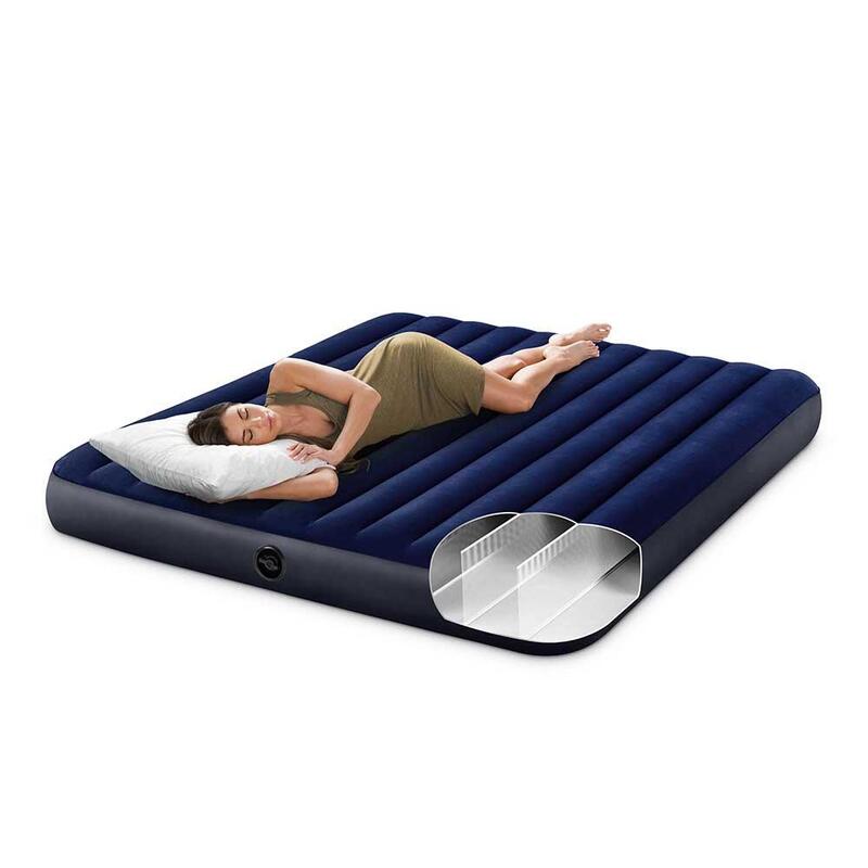 Queen Dura-Beam Inflatable Camping Mattress Classic Downy Airbed - Dark blue