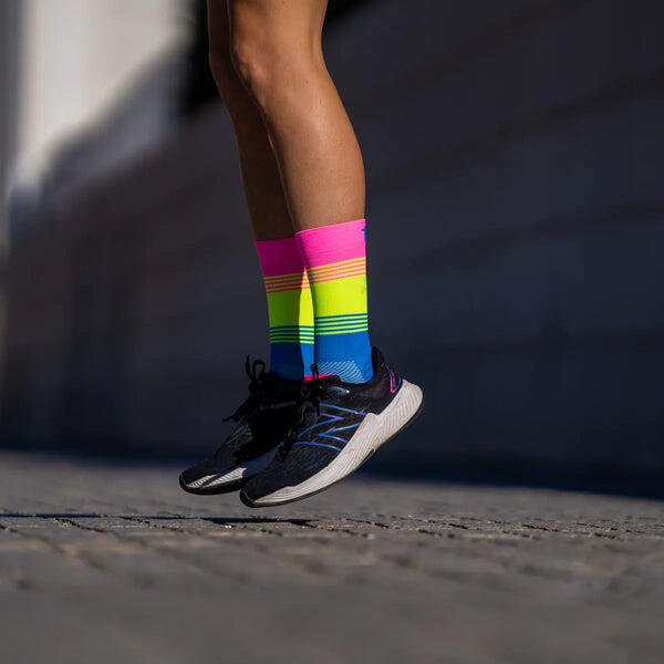 Fartlek 彩色跑步襪 - 粉紅色, 黃色, 藍色