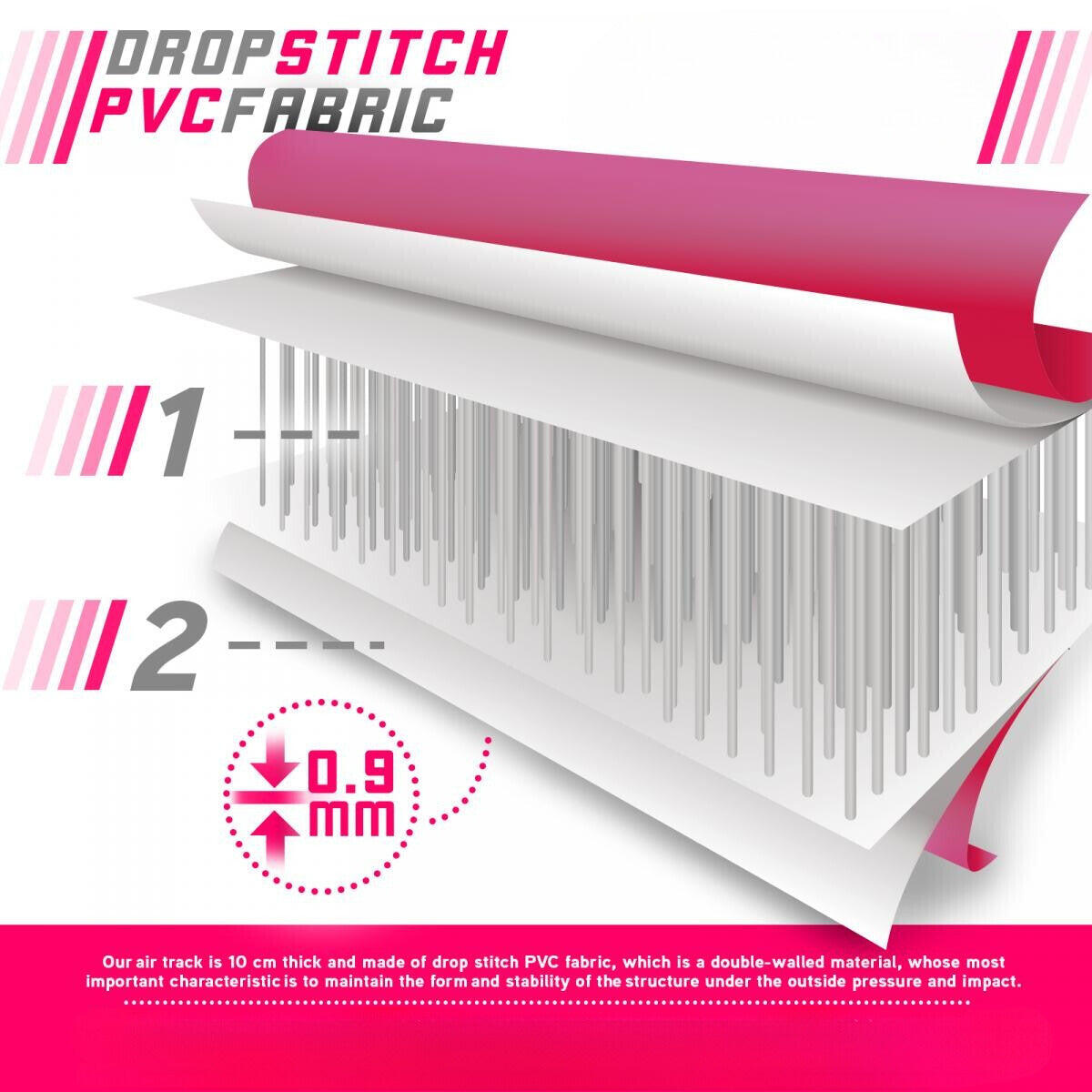 Air Track PHYSIONICS rose 800x100x10 cm PVC gonflable 5/7