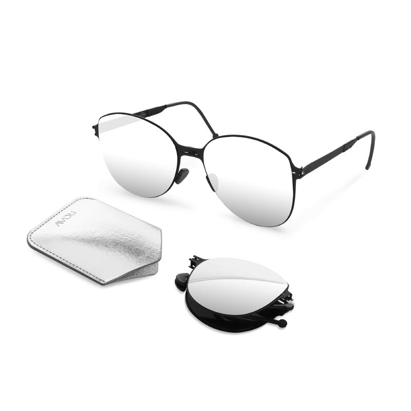 RITA S008 Adult Unisex Folding Sunglasses - Matte Black / Silver