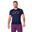 男裝大LOGO彈性跑步健身短袖運動T恤上衣 - 軍藍色