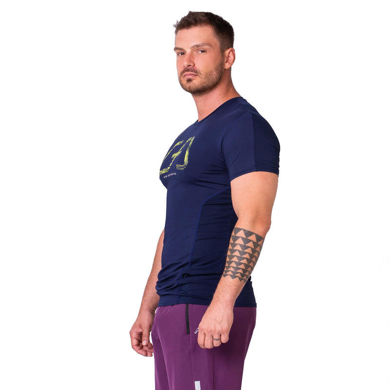 Men GA Logo Loose-Fit Gym Running Sports T Shirt Fitness Tee - Navy blue