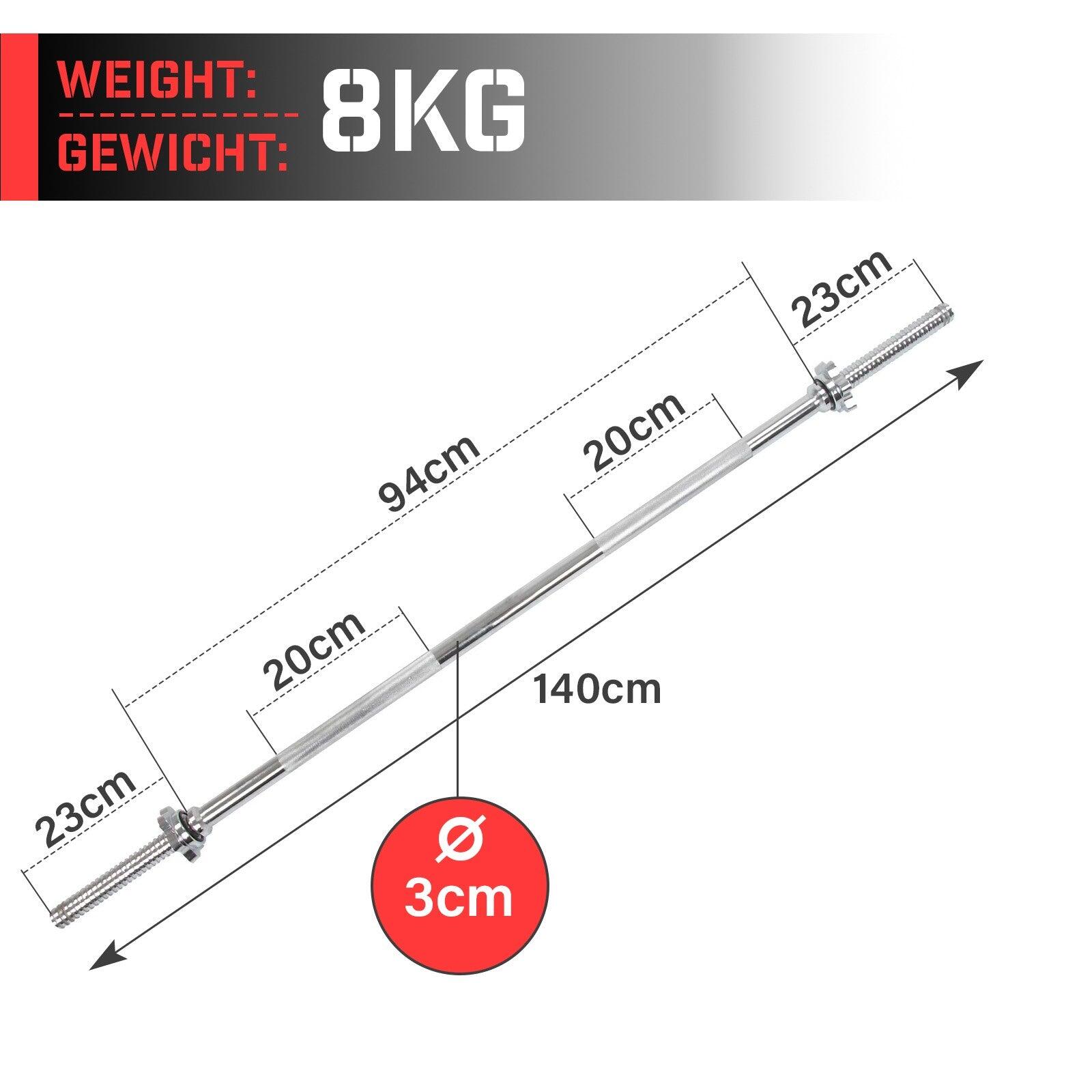 Bara dreapta greutati, Physionics 140 cm 30 mm cromat 5/7