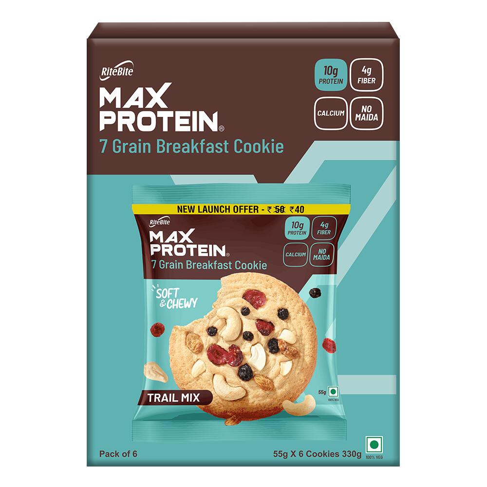 RiteBite Max Protein Trail Mix Cookies 55g (Pack of 6)