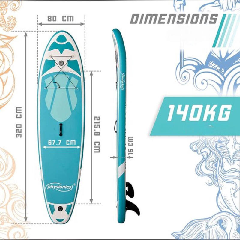 Physionics Opblaasbaar Sup Board 320 cm Complete Set Watersport