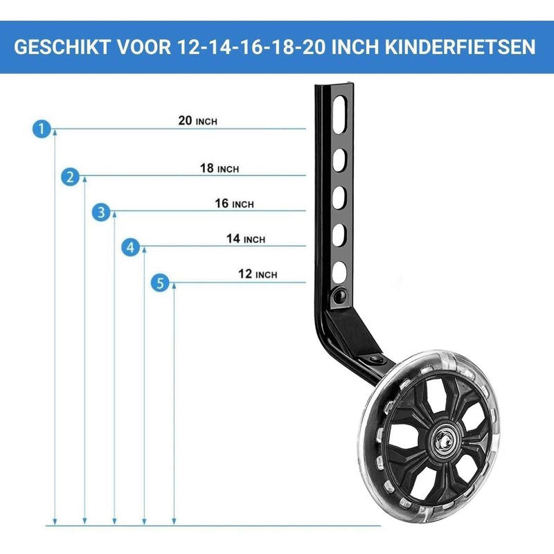 Stützräder für Kinderfahrräder von 12 - 20 Zoll - Schwarz