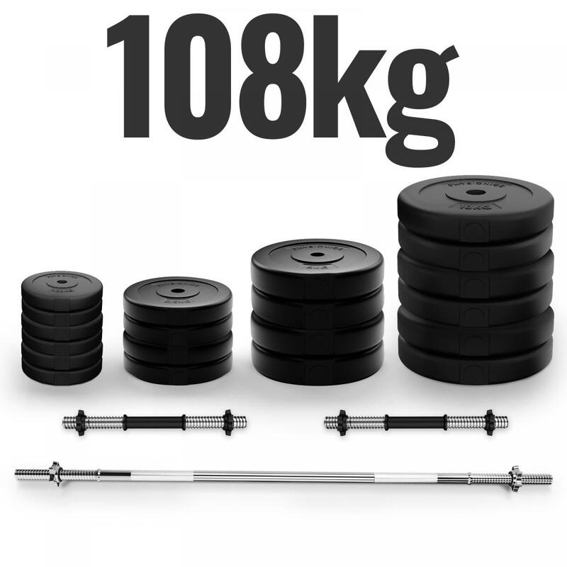 Physionics Barres d'haltères avec poids 108 kg