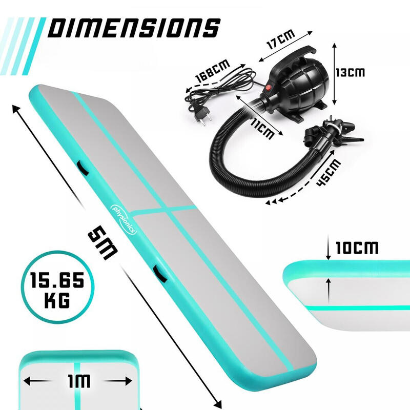 Physionics Opblaasbare Airtrack 5 meter