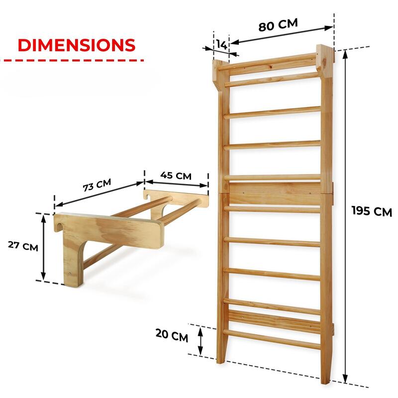 Physionics Klimrek Binnen Hout Met Optrekstang