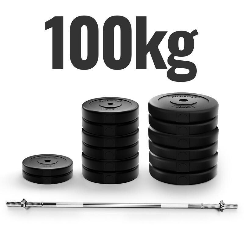 Physionics Barre d'haltères avec poids 100 kg