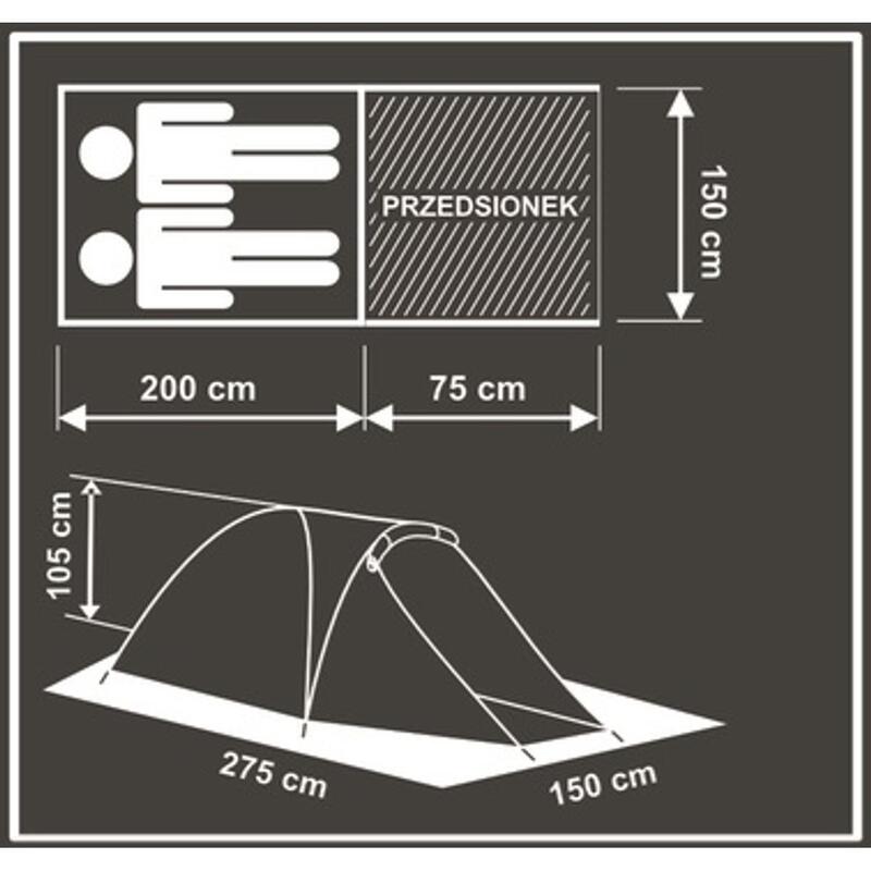 Namiot turystyczny Enero Camp Trip 2 osobowy 275x150x105cm