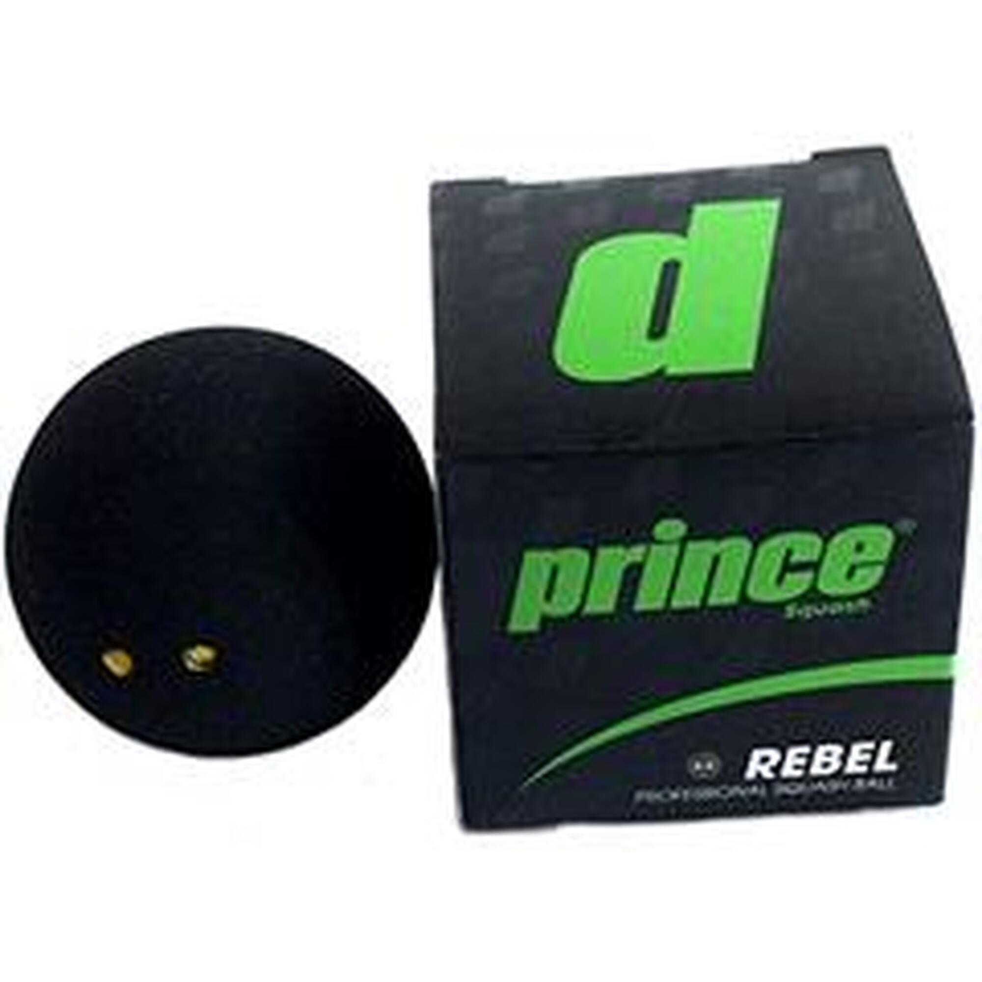 Rebel Double Yellow Dot Soft Rubber Squash Ball- Black