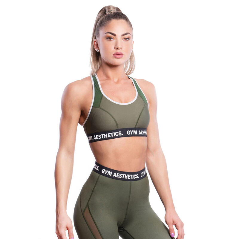 Women Crisscross High impact Supportive Yoga Running Sports Bra - OLIVE GREEN