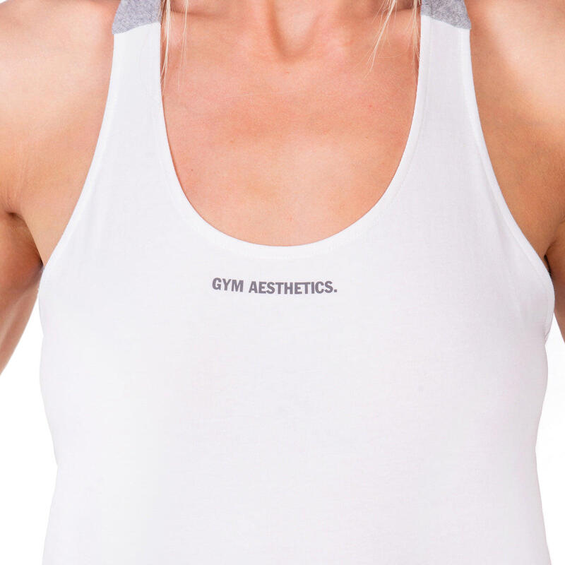 Women Y-Back Cotton Gym Running Sports Vest Tank Top Singlet - WHITE