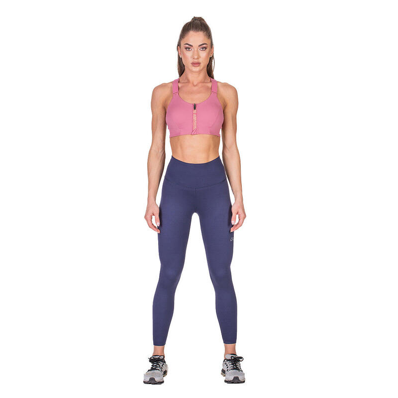 Women Reversible High-Waist Breathable Activewear Mesh Leggings - Purple/Orange