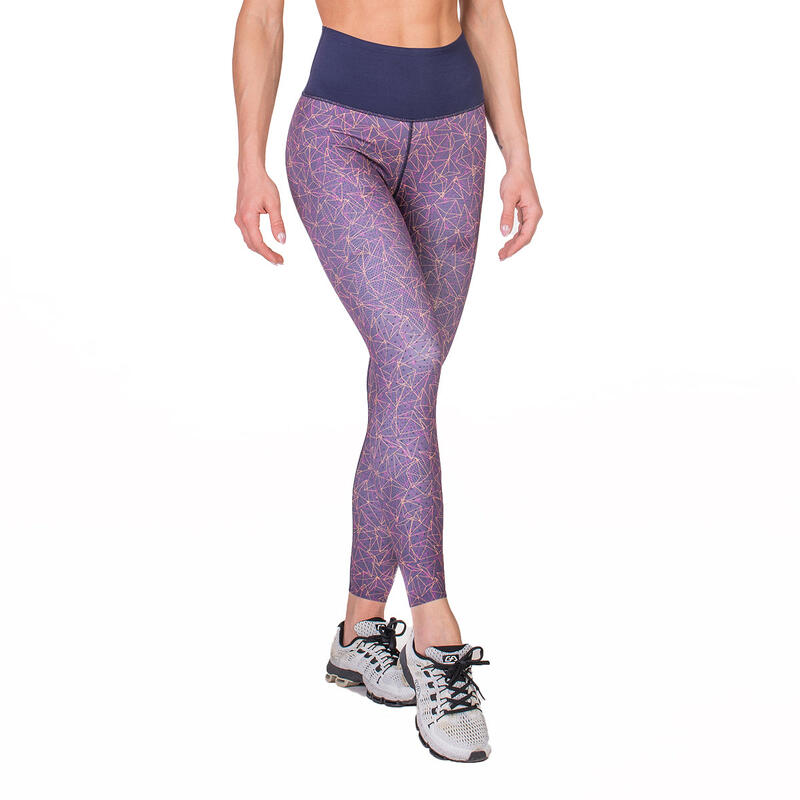 Women Reversible High-Waist Breathable Activewear Mesh Leggings - Purple/Orange