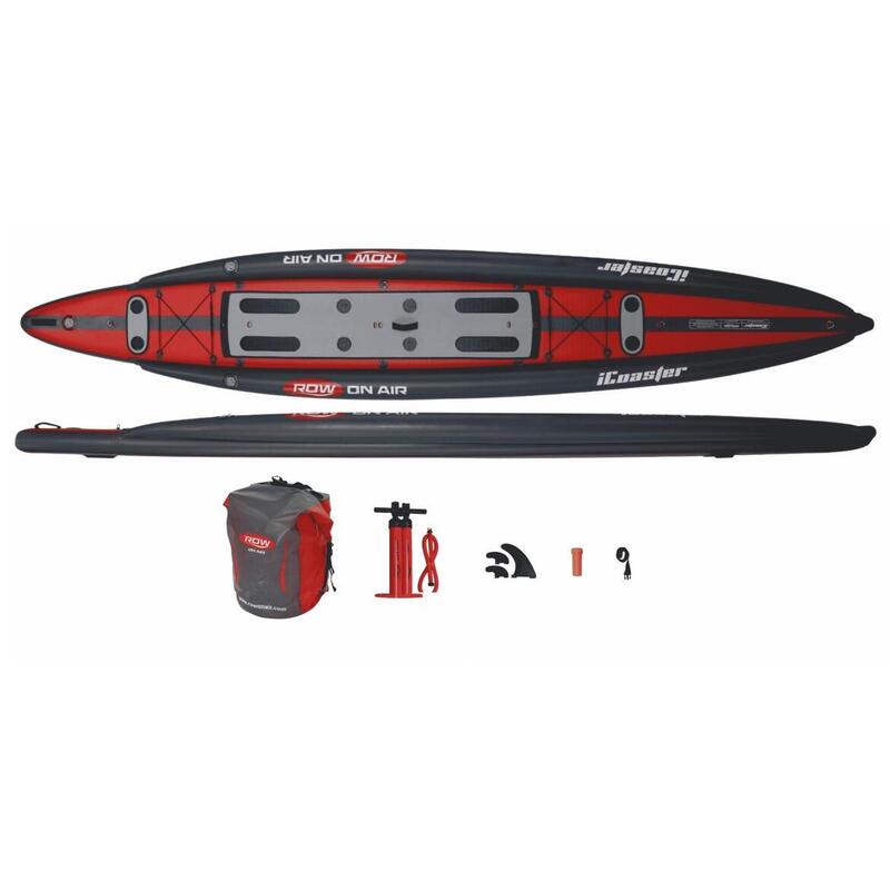 iCoaster 18 充氣海岸划船平板賽艇板/站立板 - 黑色/紅色