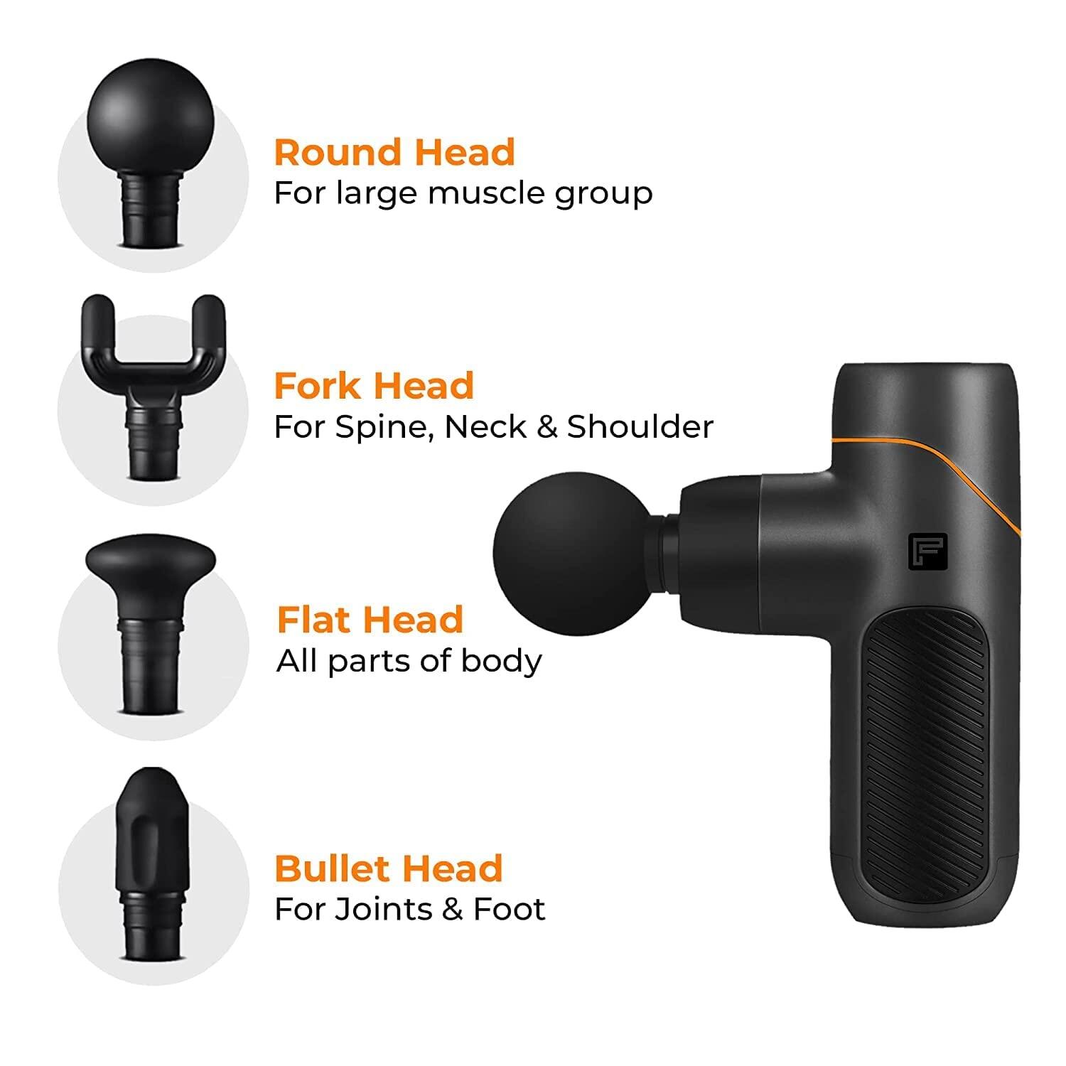 Flexnest Vibration Gun Massager with 4 Silicone Coated Heads