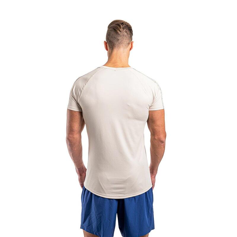 男裝6in1修身彈性跑步健身短袖運動T恤上衣 - 白色