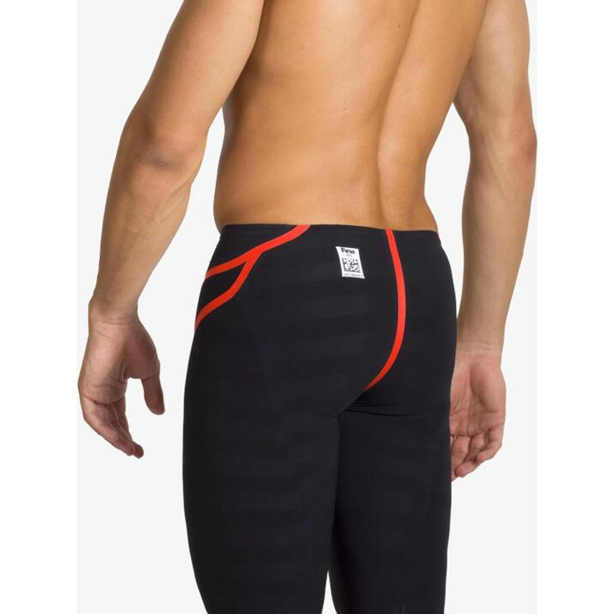 JKOMP FINA 認可男士競賽泳褲 - 黑色, 橙色